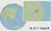 Savanna Style Location Map of Wuwei, hill shading