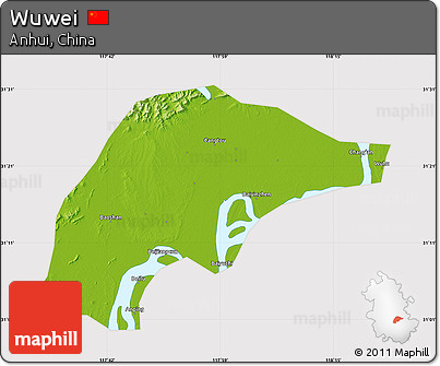 Physical Map of Wuwei, cropped outside