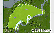 Physical Map of Wuwei, darken