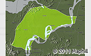 Physical Map of Wuwei, darken, semi-desaturated