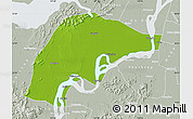 Physical Map of Wuwei, lighten, semi-desaturated