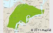 Physical Map of Wuwei, shaded relief outside