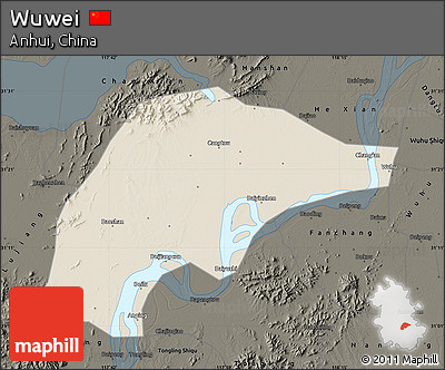 Shaded Relief Map of Wuwei, darken