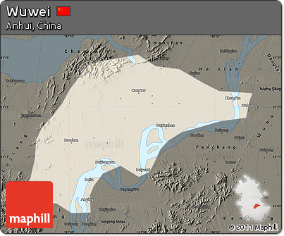 Shaded Relief Map of Wuwei, darken
