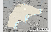 Shaded Relief Map of Wuwei, darken, semi-desaturated
