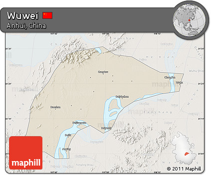 Shaded Relief Map of Wuwei, lighten