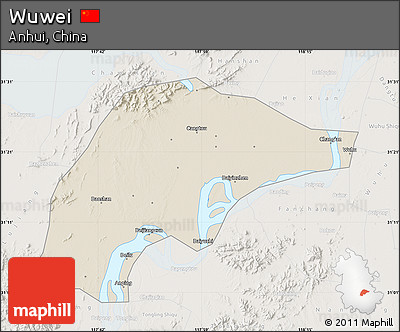 Shaded Relief Map of Wuwei, lighten
