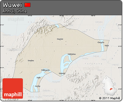 Shaded Relief Map of Wuwei, lighten