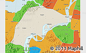 Shaded Relief Map of Wuwei, political outside