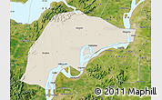 Shaded Relief Map of Wuwei, satellite outside