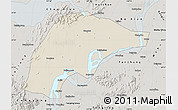 Shaded Relief Map of Wuwei, semi-desaturated