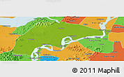 Physical Panoramic Map of Wuwei, political outside