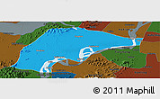 Political Panoramic Map of Wuwei, darken