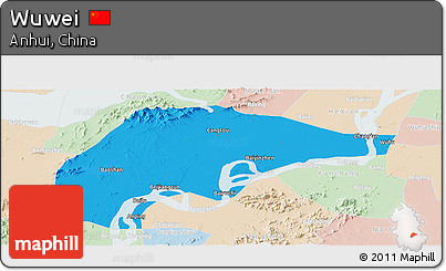 Political Panoramic Map of Wuwei, lighten
