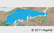 Political Panoramic Map of Wuwei, semi-desaturated