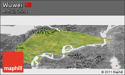 Satellite Panoramic Map of Wuwei, desaturated