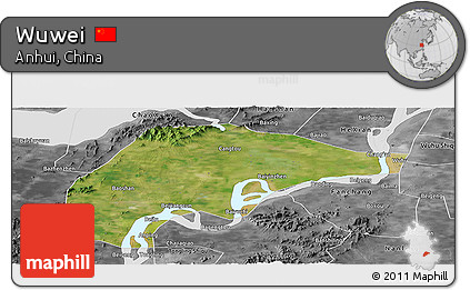 Satellite Panoramic Map of Wuwei, desaturated