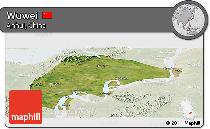 Satellite Panoramic Map of Wuwei, lighten