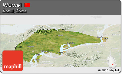 Satellite Panoramic Map of Wuwei, lighten