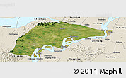 Satellite Panoramic Map of Wuwei, shaded relief outside