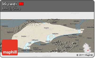 Shaded Relief Panoramic Map of Wuwei, darken