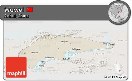 Shaded Relief Panoramic Map of Wuwei, lighten