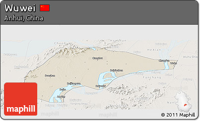Shaded Relief Panoramic Map of Wuwei, lighten