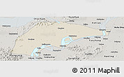Shaded Relief Panoramic Map of Wuwei, semi-desaturated