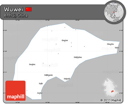 Gray Simple Map of Wuwei, single color outside