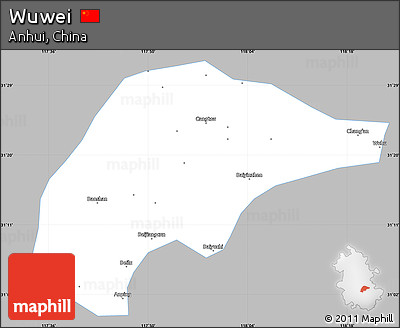 Gray Simple Map of Wuwei, single color outside
