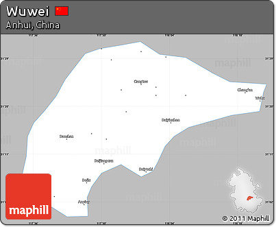 Gray Simple Map of Wuwei, single color outside