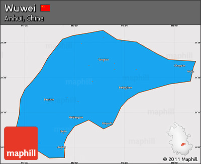 Political Simple Map of Wuwei, cropped outside
