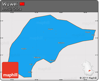 Political Simple Map of Wuwei, cropped outside