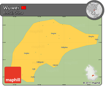 Savanna Style Simple Map of Wuwei, single color outside