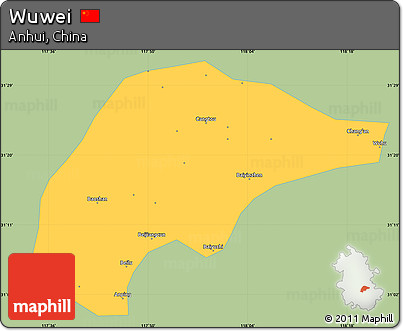 Savanna Style Simple Map of Wuwei, single color outside