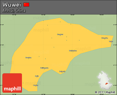 Savanna Style Simple Map of Wuwei, single color outside