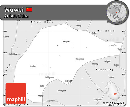 Silver Style Simple Map of Wuwei