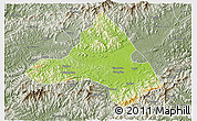 Physical 3D Map of Xiuning, semi-desaturated
