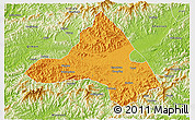 Political 3D Map of Xiuning, physical outside