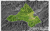 Satellite 3D Map of Xiuning, desaturated