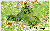 Satellite 3D Map of Xiuning, physical outside