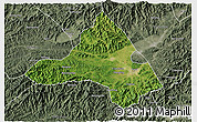 Satellite 3D Map of Xiuning, semi-desaturated