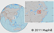 Gray Location Map of Xiuning, hill shading
