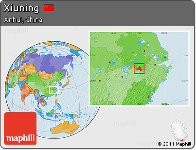 Political Location Map of Xiuning