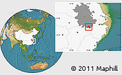 Satellite Location Map of Xiuning, highlighted country, highlighted parent region