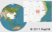 Satellite Location Map of Xiuning, highlighted country