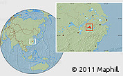 Savanna Style Location Map of Xiuning, hill shading