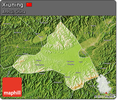 Physical Map of Xiuning, satellite outside