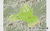 Physical Map of Xiuning, semi-desaturated