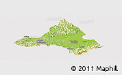 Physical Panoramic Map of Xiuning, cropped outside